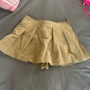 Stylish Greeb Corduroy Women Mini Skirt-Shorts